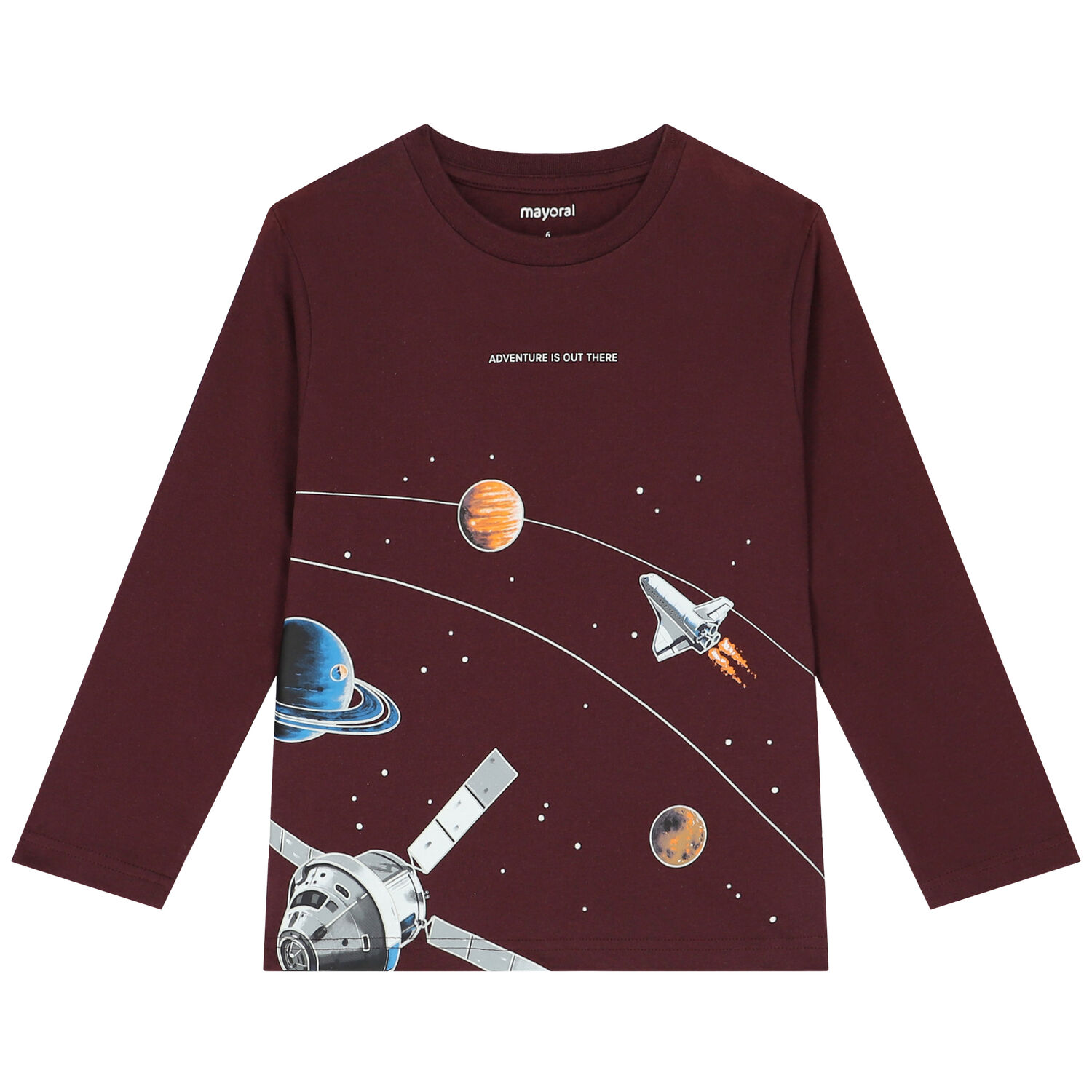 Boys Red Space Long Sleeve Top, 1, hi-res image number null
