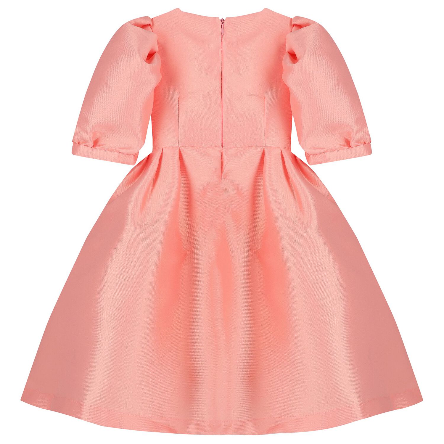 Girls Coral Satin Dress, 1, hi-res