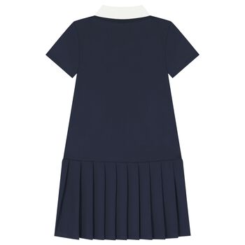 Girls Navy Blue Logo Dress