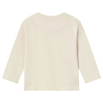 Younger Boys Ivory Puppies Long Sleeve Top