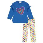 Girls Blue & White Legging Set, 1, hi-res