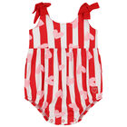 Baby Girls White & Red Striped Shortie, 1, hi-res