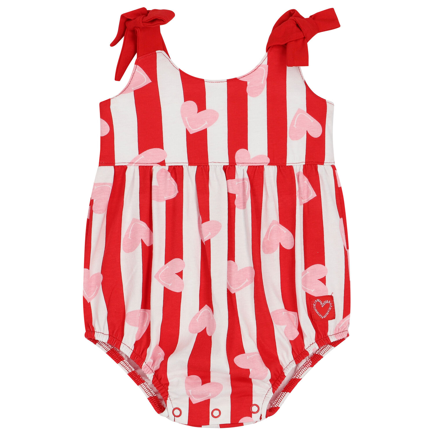 Baby Girls White & Red Striped Shortie, 1, hi-res