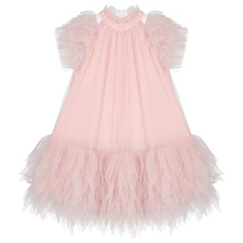 Girls Pink Embellished Tulle Dress
