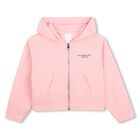 Girls Pink Logo Hooded Zip Up Top, 2, hi-res