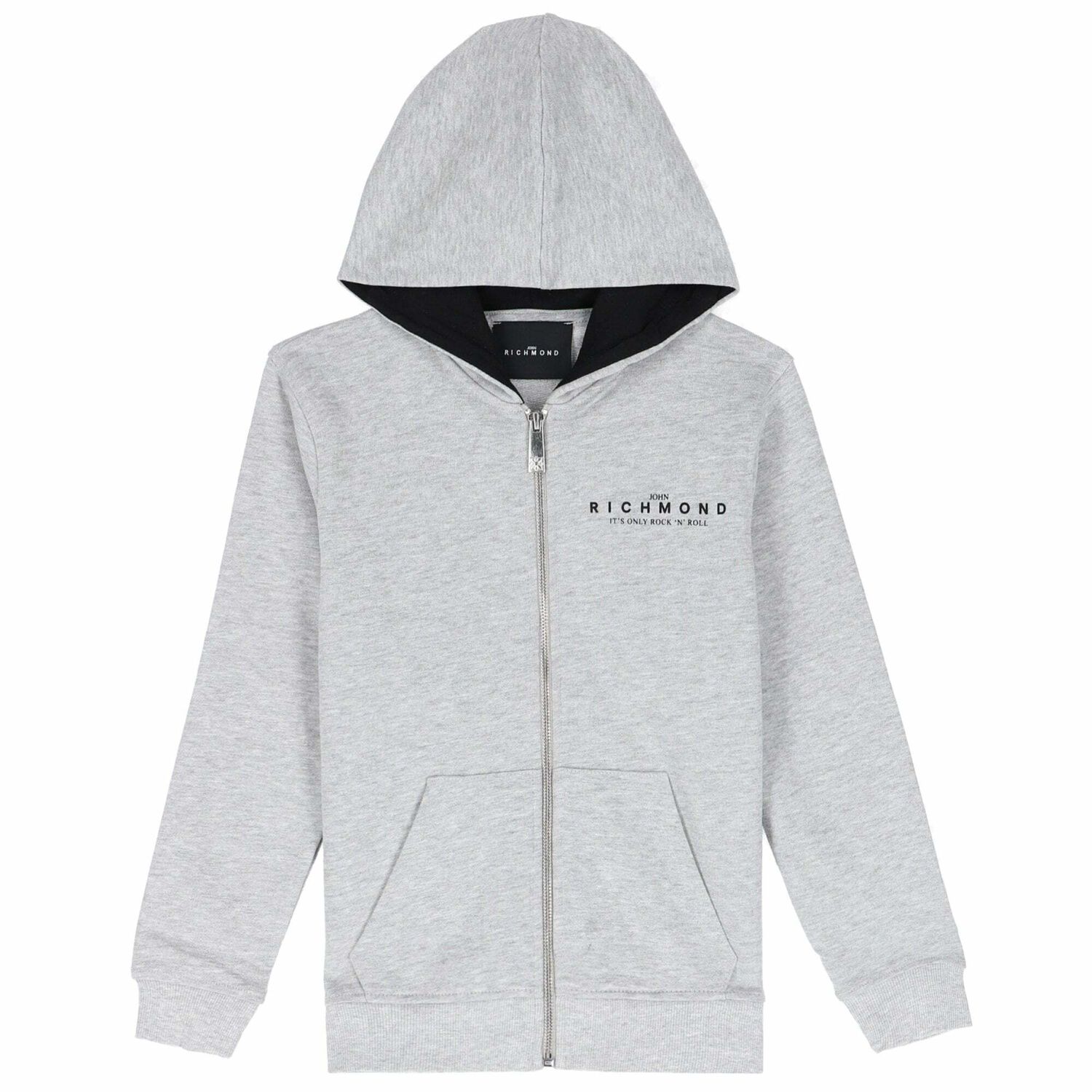 Boys Grey Logo Hooded Top, 1, hi-res