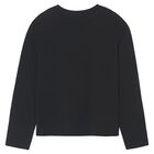 Girls Black Studded Long Sleeve Top, 1, hi-res