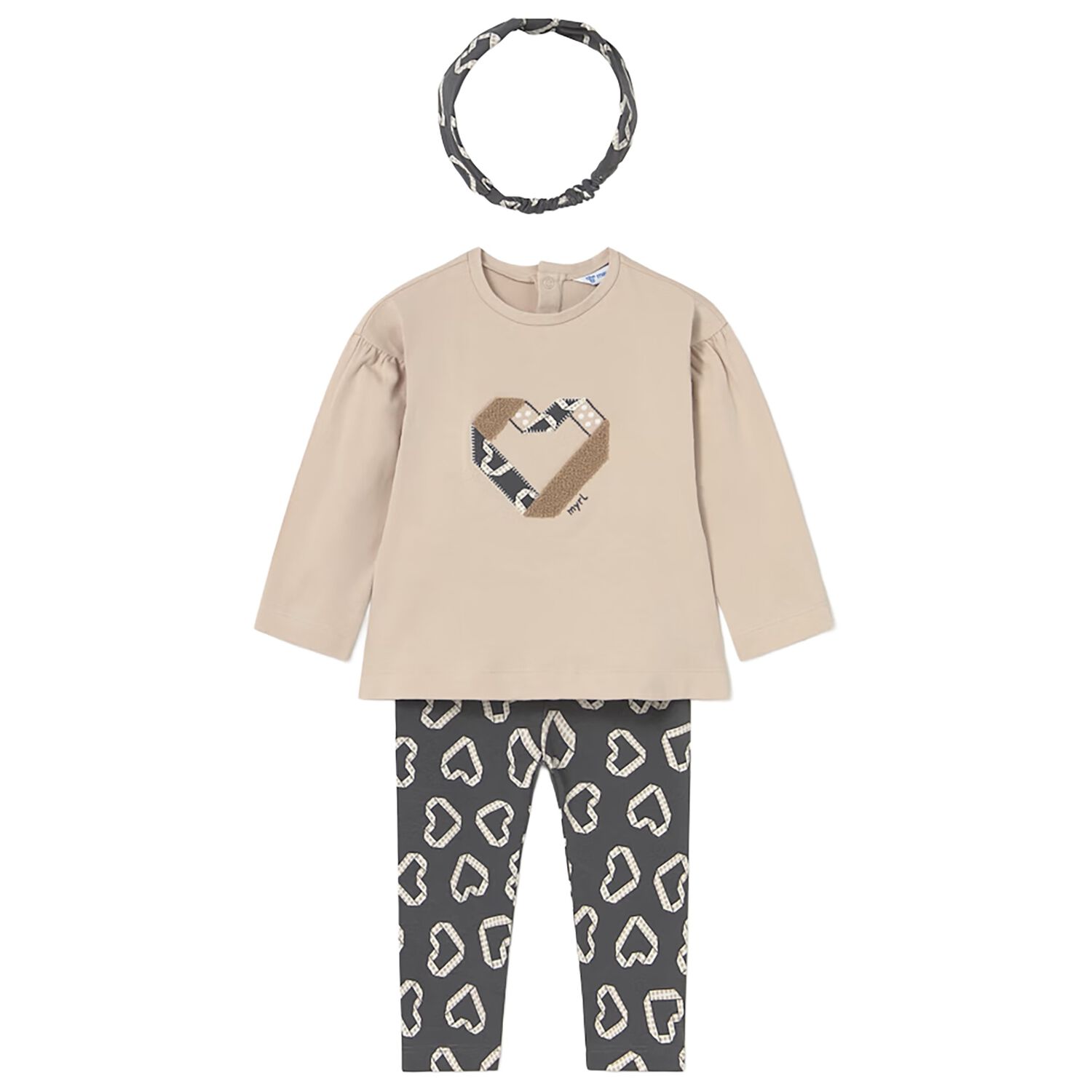 Younger Girls Beige & Grey Floral Leggings Set, 2, hi-res