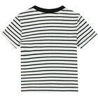 Baby Boys White & Navy Striped T-Shirt, 1, hi-res