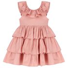 Girls Pink Ruffled Dress, 1, hi-res