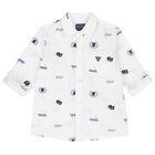 Boys White Logo Shirt, 1, hi-res