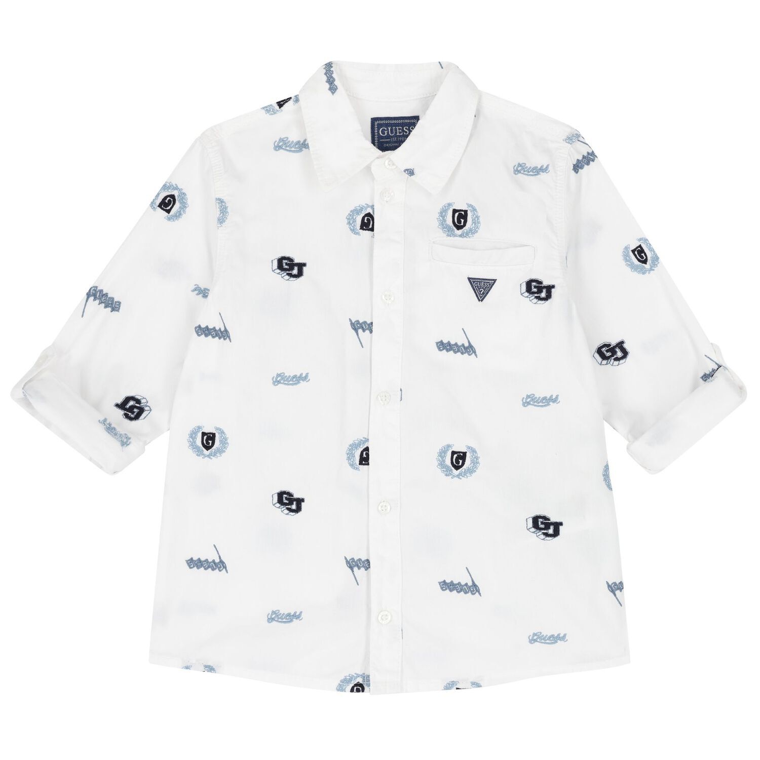Boys White Logo Shirt, 1, hi-res image number null