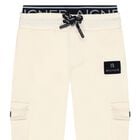 Younger Boys Beige Logo Joggers, 2, hi-res