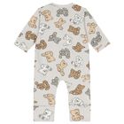 Grey Teddy Bear Baby Romper, 1, hi-res