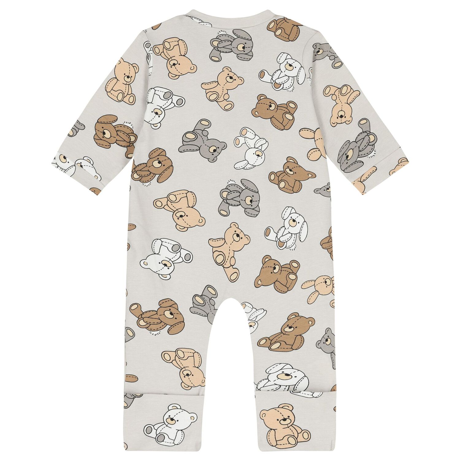 Grey Teddy Bear Baby Romper, 1, hi-res