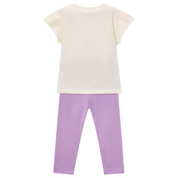 Girls Ivory & Lilac Leggings Set