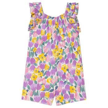 Younger Girls Purple & Yellow Floral Jumpsuit