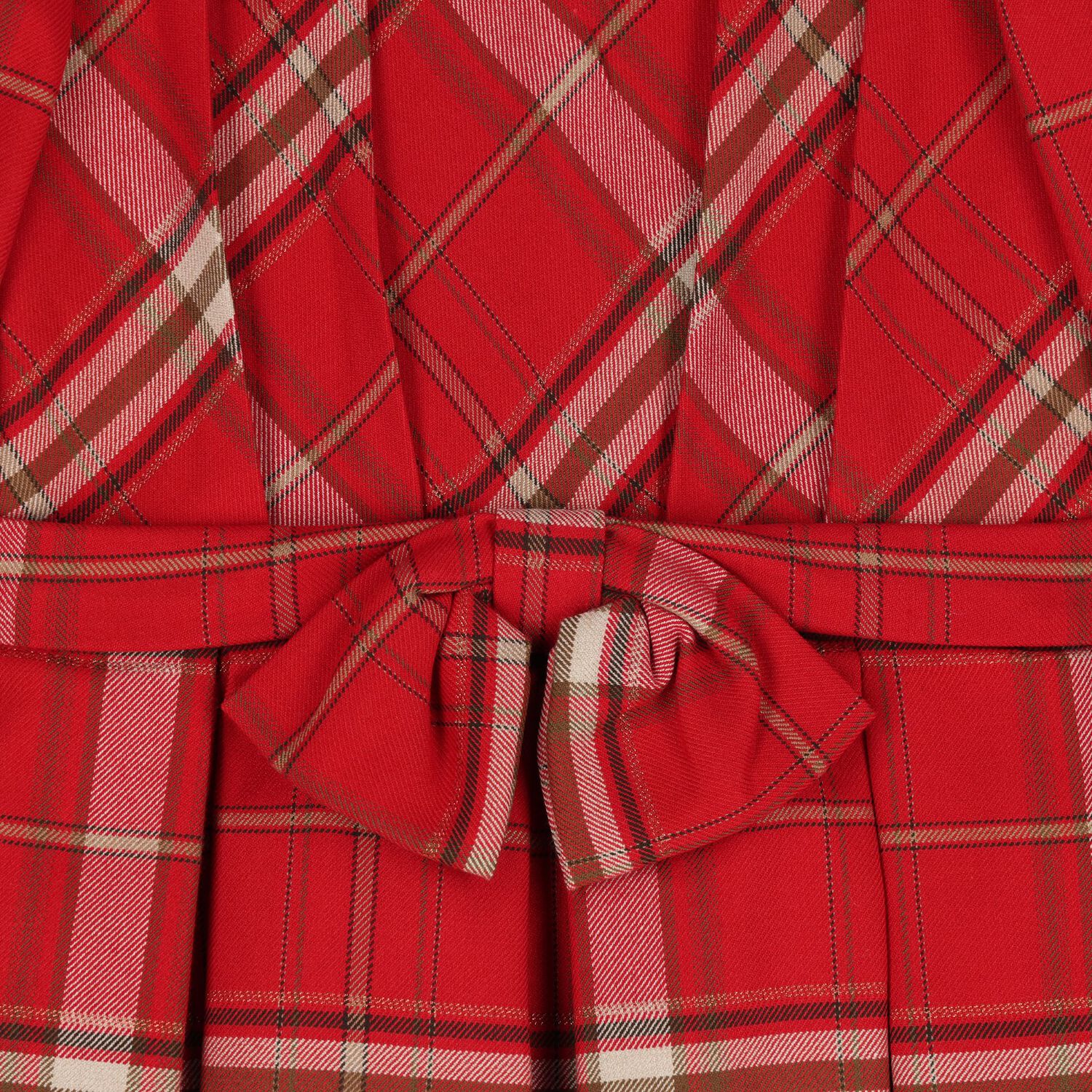 Girls Red Tartan Dress, 1, hi-res