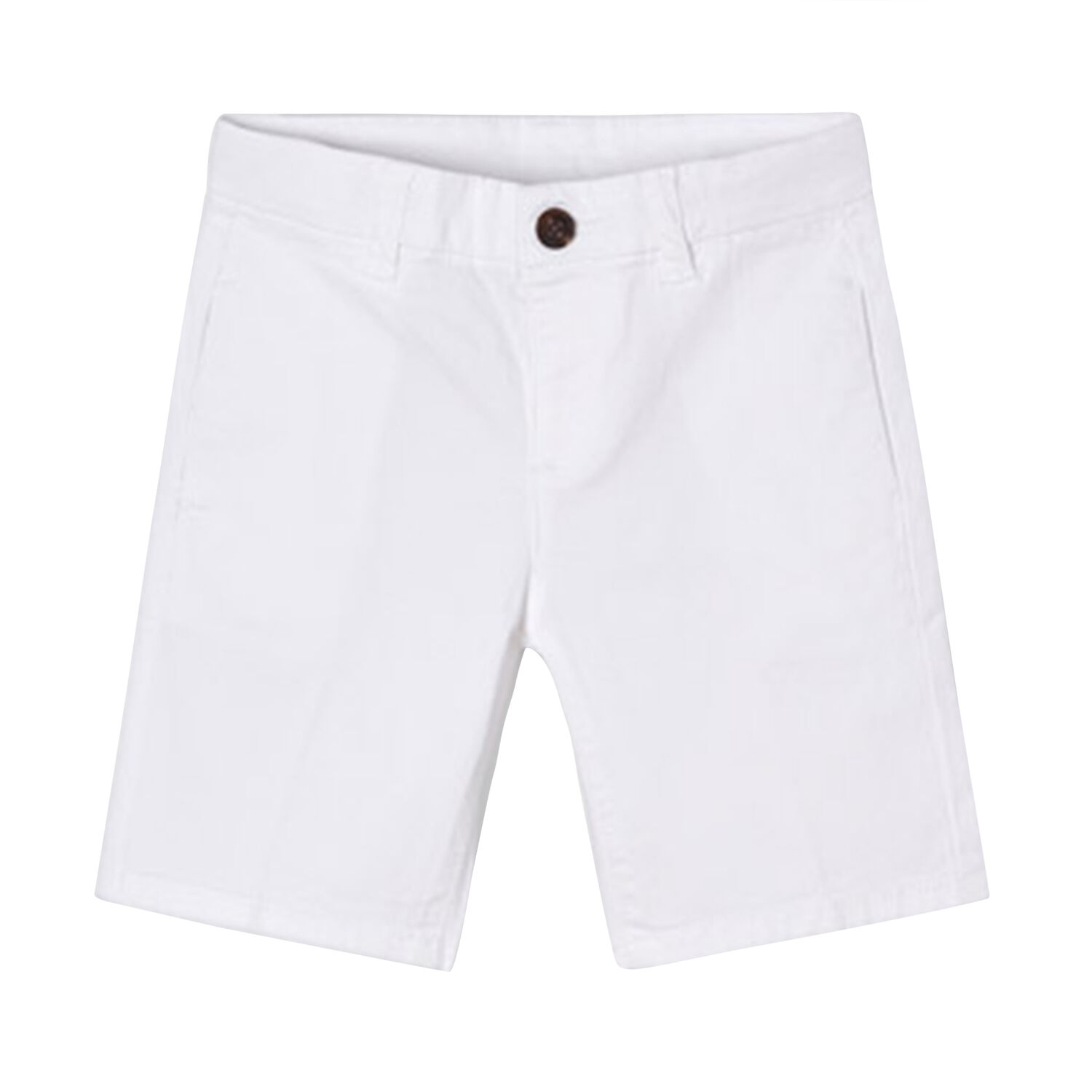 Boys White Twill Shorts, 1, hi-res