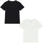Girls Ivory & Black Logo T-Shirts ( 2-Pack ), 1, hi-res