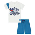 Boys White & Blue California Shorts Set, 1, hi-res