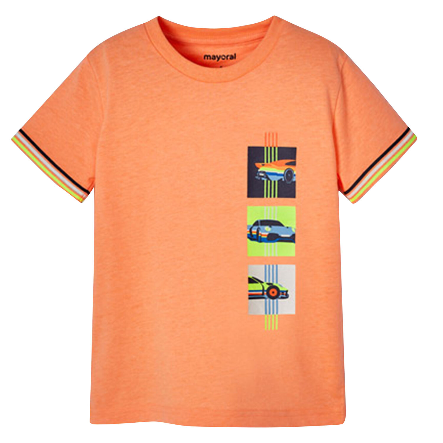 Boys Neon Orange Car T-Shirt, 1, hi-res image number null