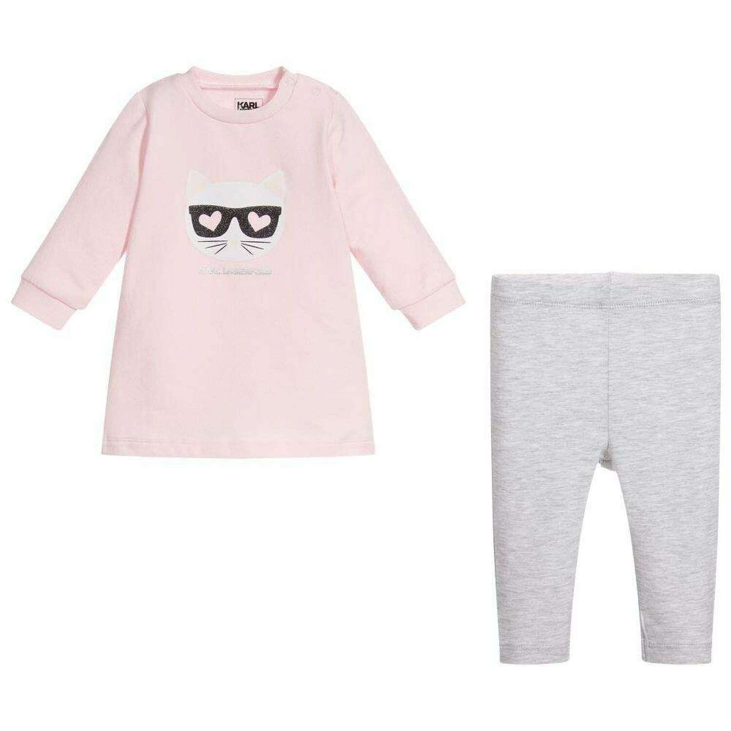 Baby Girls Pink & Grey Dress Set, 1, hi-res image number null