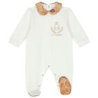 Ivory & Beige Logo Babygrow, 1, hi-res