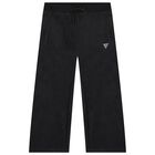 Girls Black Velour Trousers, 1, hi-res