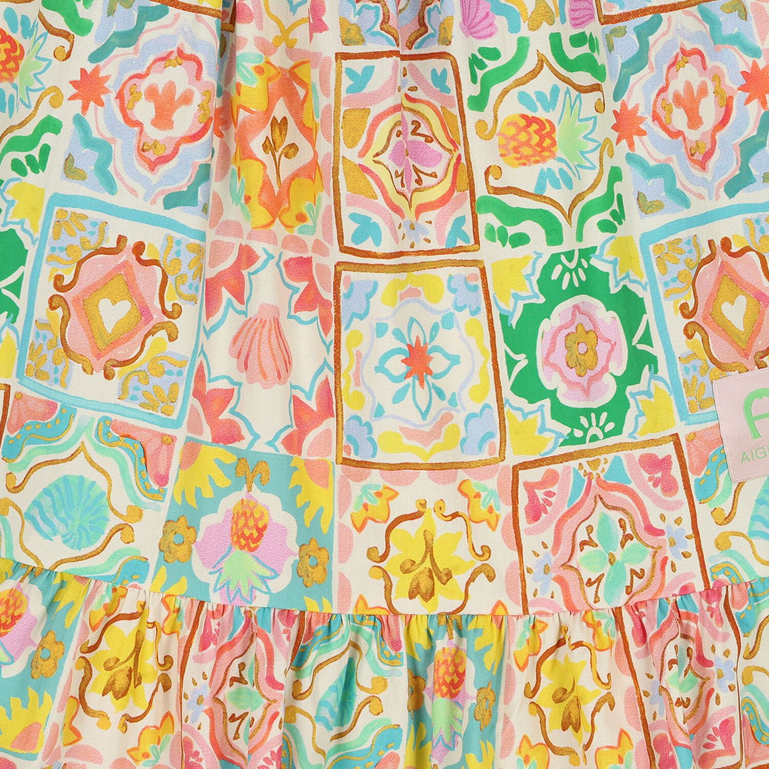 Girls Multi-Coloured Shirred Dress, 1, hi-res