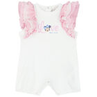 Baby Girls White Minnie Mouse Romper, 1, hi-res