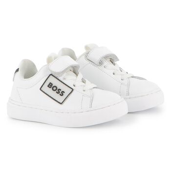 Boys White Leather Trainers