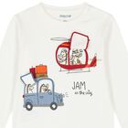 Younger Boys Ivory Long Sleeve Top, 1, hi-res