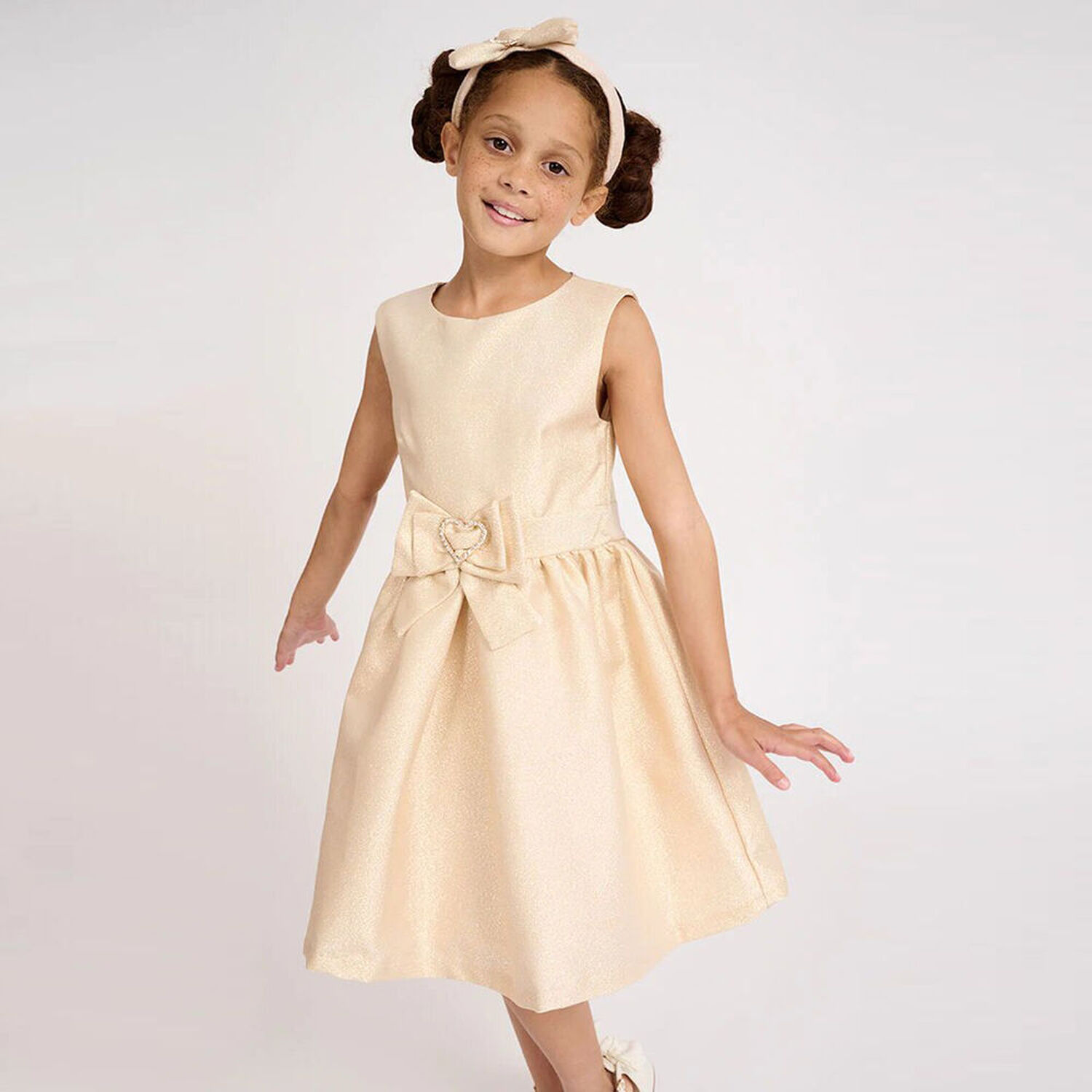 Girls Gold Glitter Dress, 2, hi-res image number null