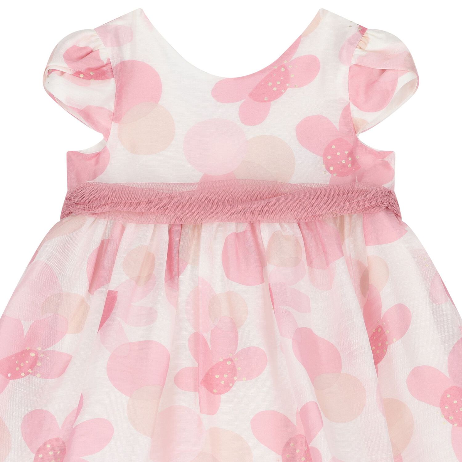 Baby Girls Ivory & Pink Floral Organza Dress, 1, hi-res image number null