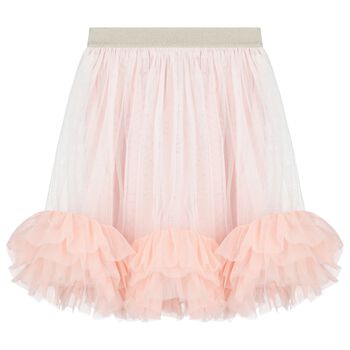 Girls Ivory & Pink Tulle Skirt