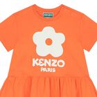 Younger Girls Orange Boke Flower Dress, 2, hi-res