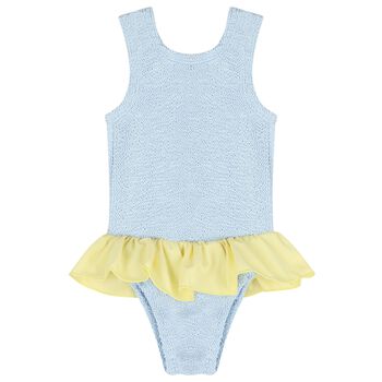 Girls Blue Ruffle Crinkle Swimsuit