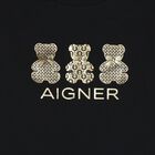 Girls Black & Gold Teddy Bear Logo Long Sleeve Top, 2, hi-res