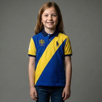 Girls Blue & Yellow Logo Polo Dress