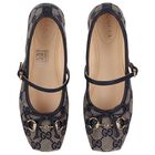 Girls Beige & Navy Blue GG logo Shoes, 1, hi-res