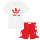 White & Red Logo Shorts Set, 4, hi-res
