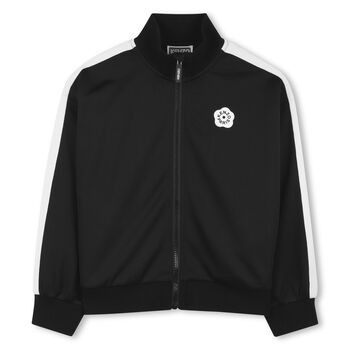 Girls Black Logo Zip Up Top