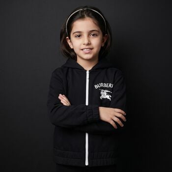 Boys Black EKD Logo Hooded Zip Up Top