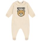 Beige Teddy Bear Logo Babygrow, 2, hi-res