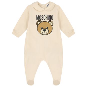 Beige Teddy Bear Logo Babygrow