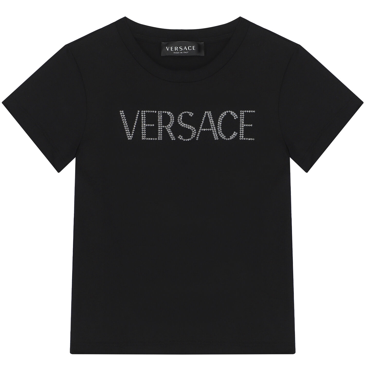 Girls Black Embellished Logo T-Shirt, 2, hi-res