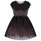 Girls Black & Pink Pleated Tulle Dress, 1, hi-res