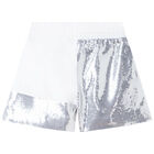 Girls White & Silver Sequin Shorts, 1, hi-res