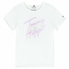 Girls White Holographic Logo T-Shirt, 2, hi-res